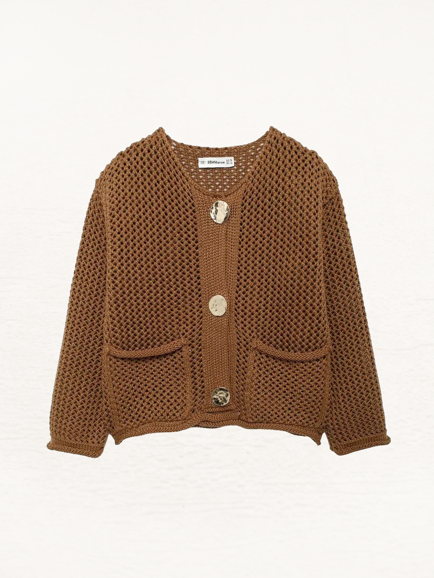 Giulia – Grofgebreid Damesvest met Metallic Knopen