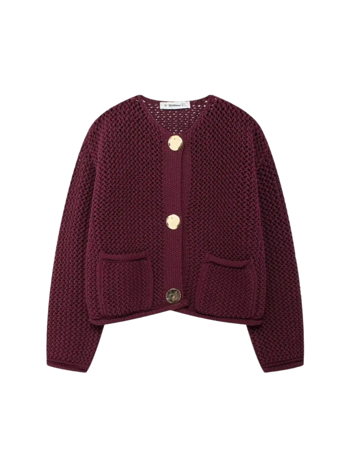 Giulia – Grofgebreid Damesvest met Metallic Knopen