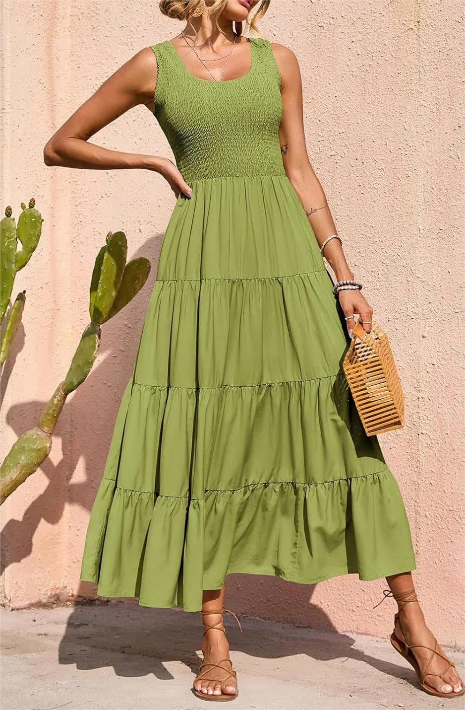 AmaliaFerretti Wijd uitgespreide jurk met gesmokte bandjes