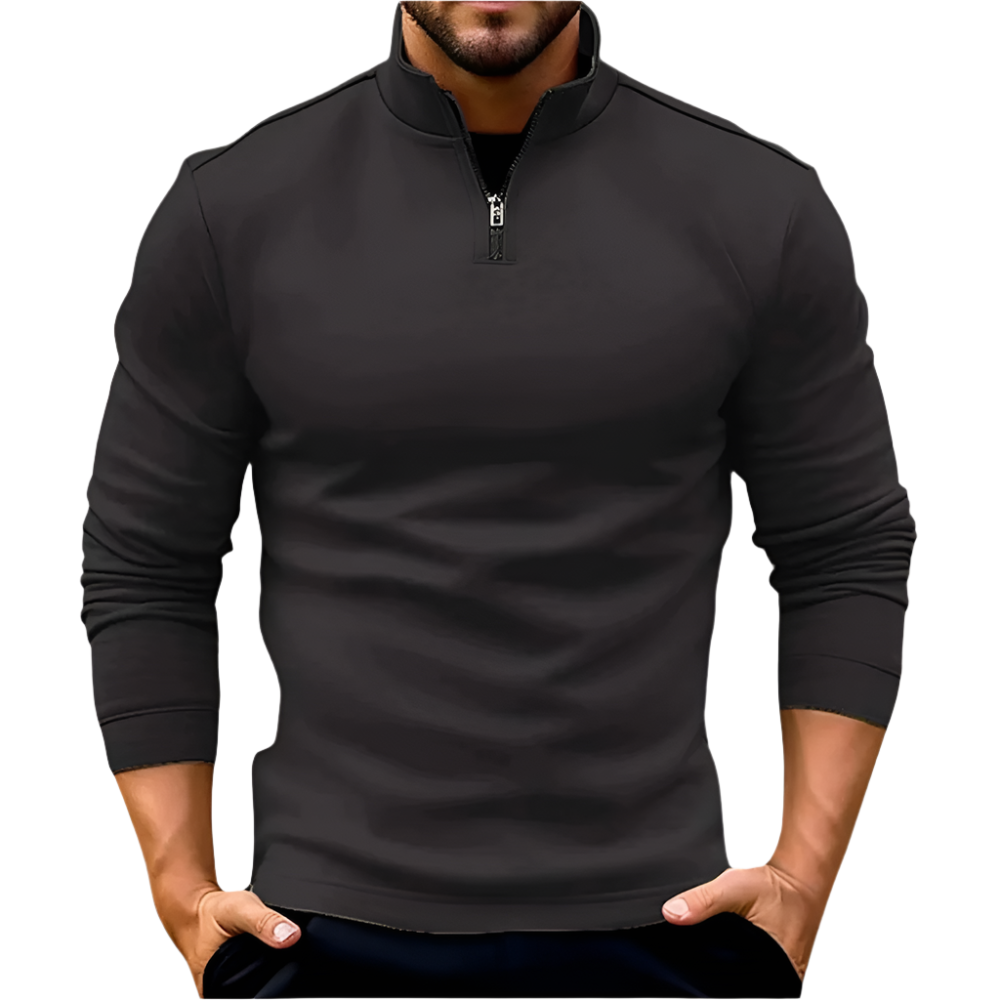 Zippelli – Casual Heren Longsleeve met Ritskraag