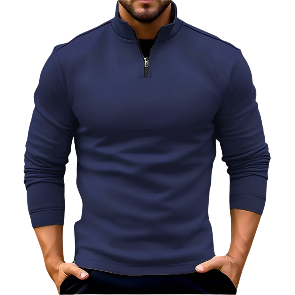 Zippelli – Casual Heren Longsleeve met Ritskraag