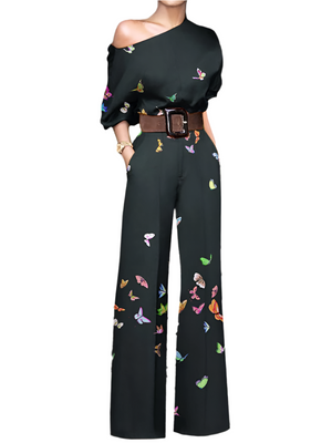 Isabella – Off-Shoulder Dames Jumpsuit met Bloemenprint