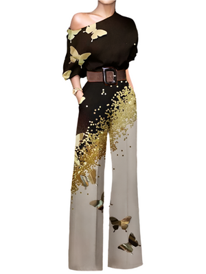 Isabella – Off-Shoulder Dames Jumpsuit met Bloemenprint