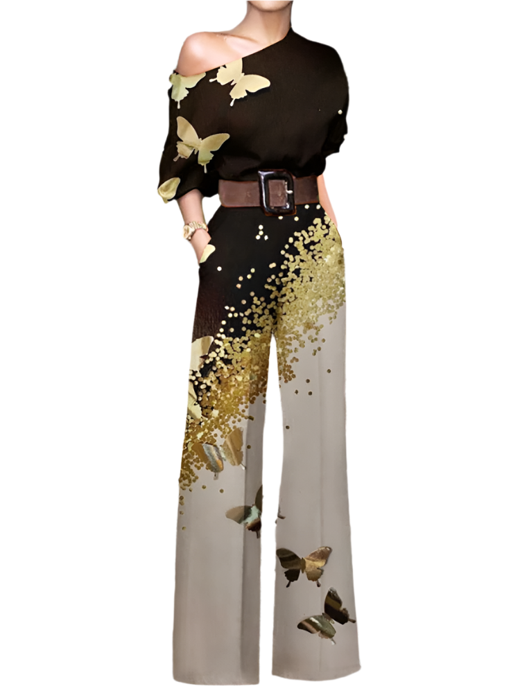 Isabella – Off-Shoulder Dames Jumpsuit met Bloemenprint