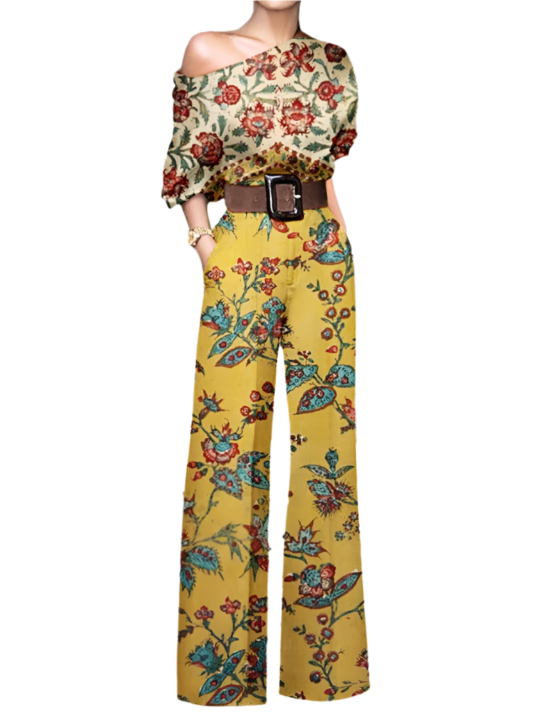 Isabella – Off-Shoulder Dames Jumpsuit met Bloemenprint