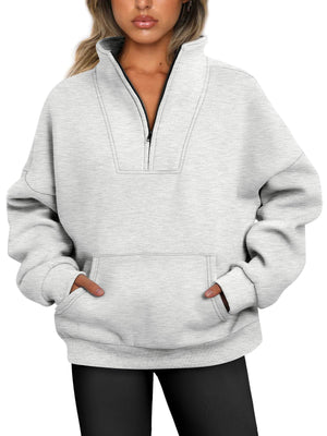 CozyAura Half-Zip Pullover Fleece Sweatshirt