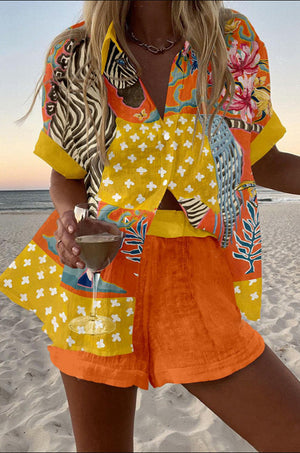 Lara – Linnen Cropped Set met Polkadots voor Dames