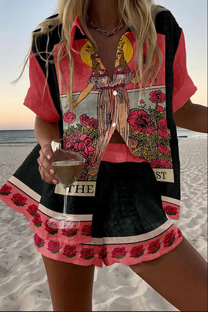 Francesca – Virgin Linnen Dames Roze Zomer Set