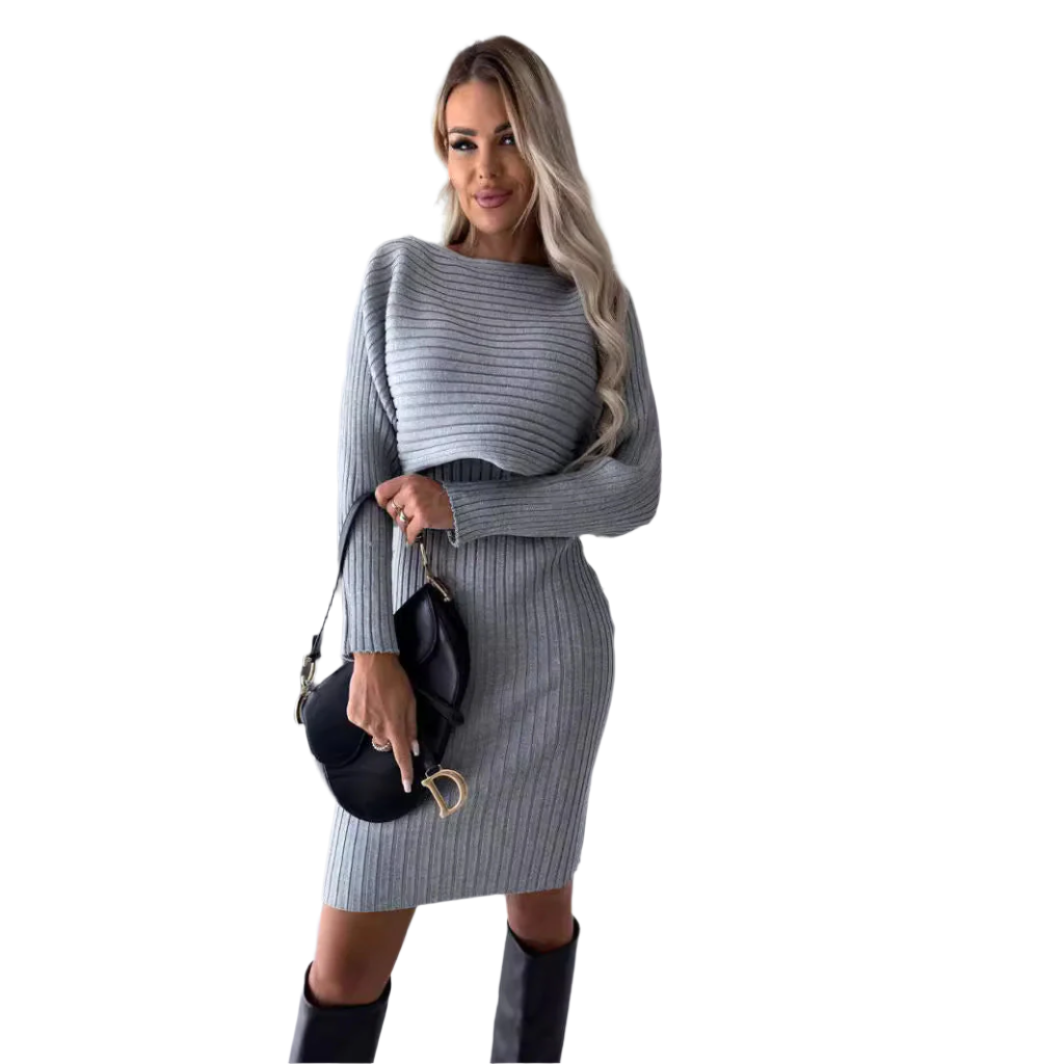 Alessia – Gebreide Dames Twinset Jurk met Vest