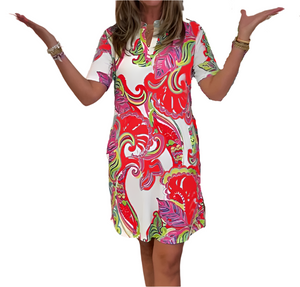 Élodie – Getailleerde Damesjurk met Vrolijke Print