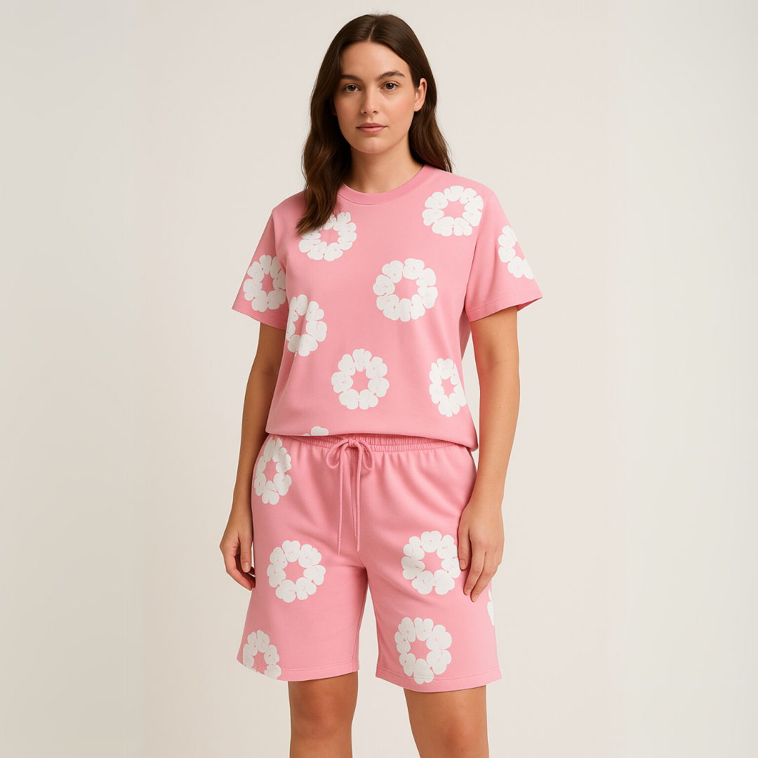 Alex – Unisex Katoenen Zomerset met Bloemenprint