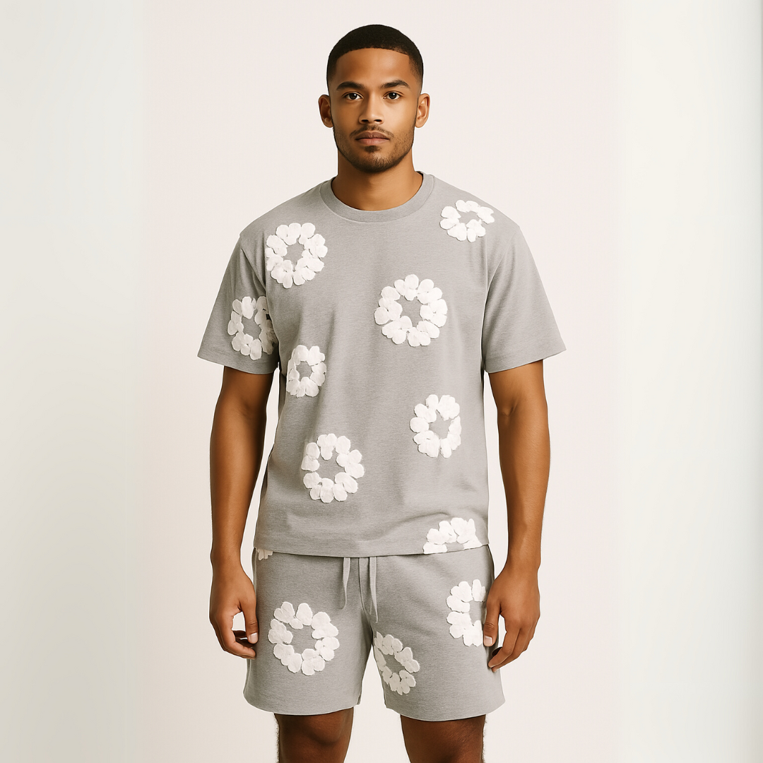 Alex – Unisex Katoenen Zomerset met Bloemenprint