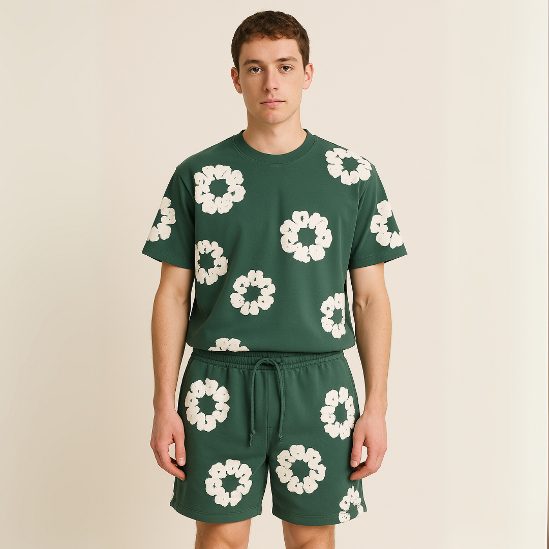 Alex – Unisex Katoenen Zomerset met Bloemenprint