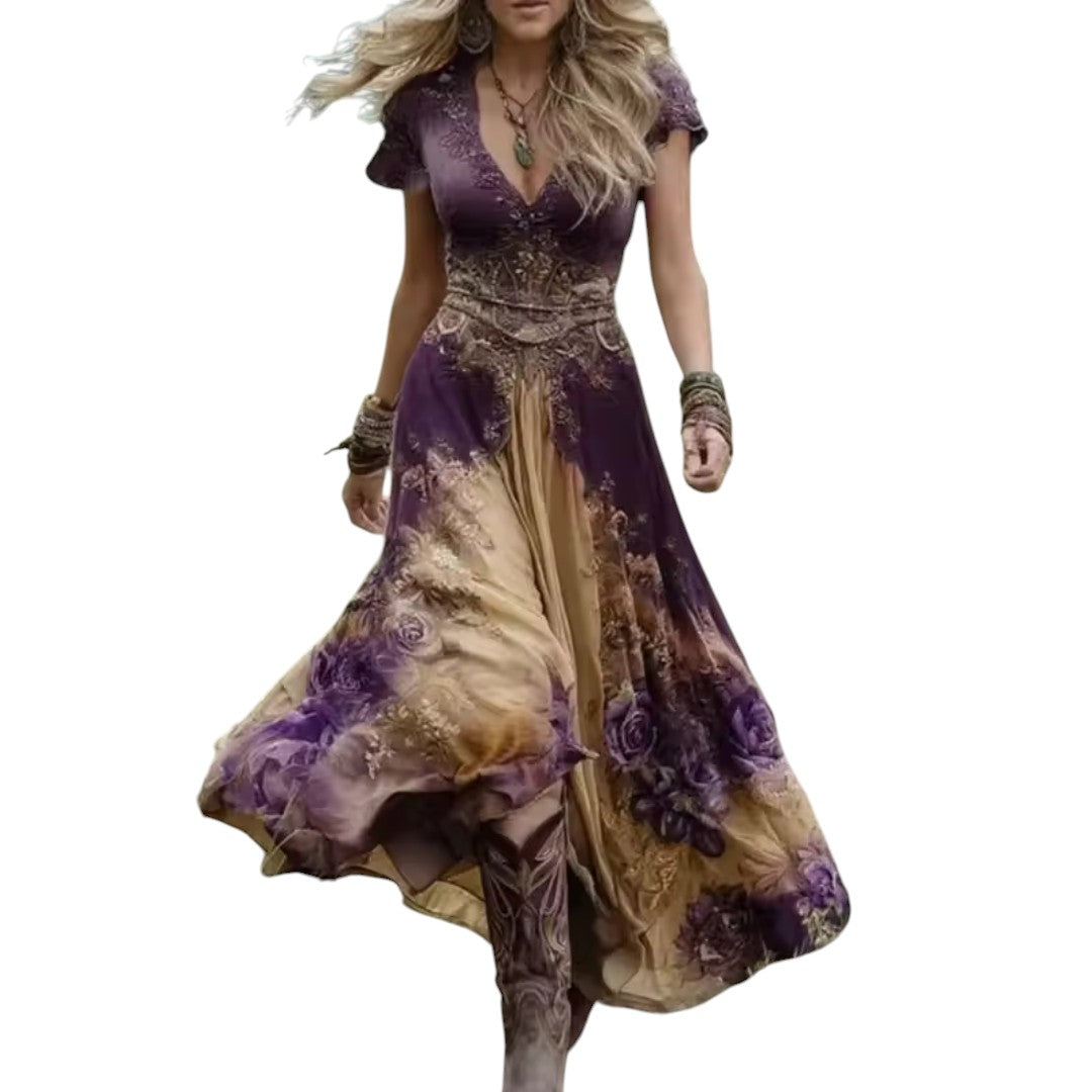 Kim – Elegante bloemenjurk met vloeiende snit