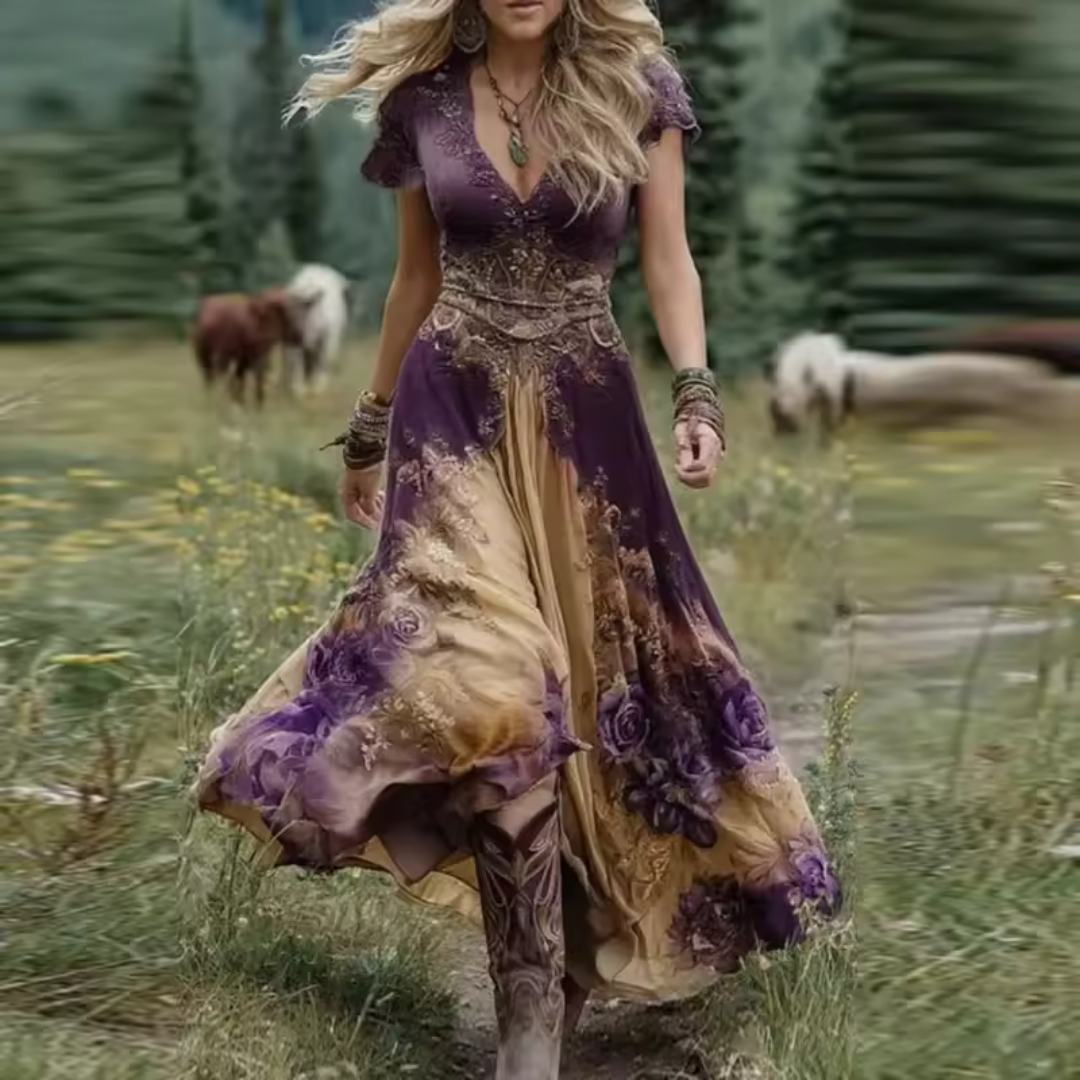 Kim – Elegante bloemenjurk met vloeiende snit