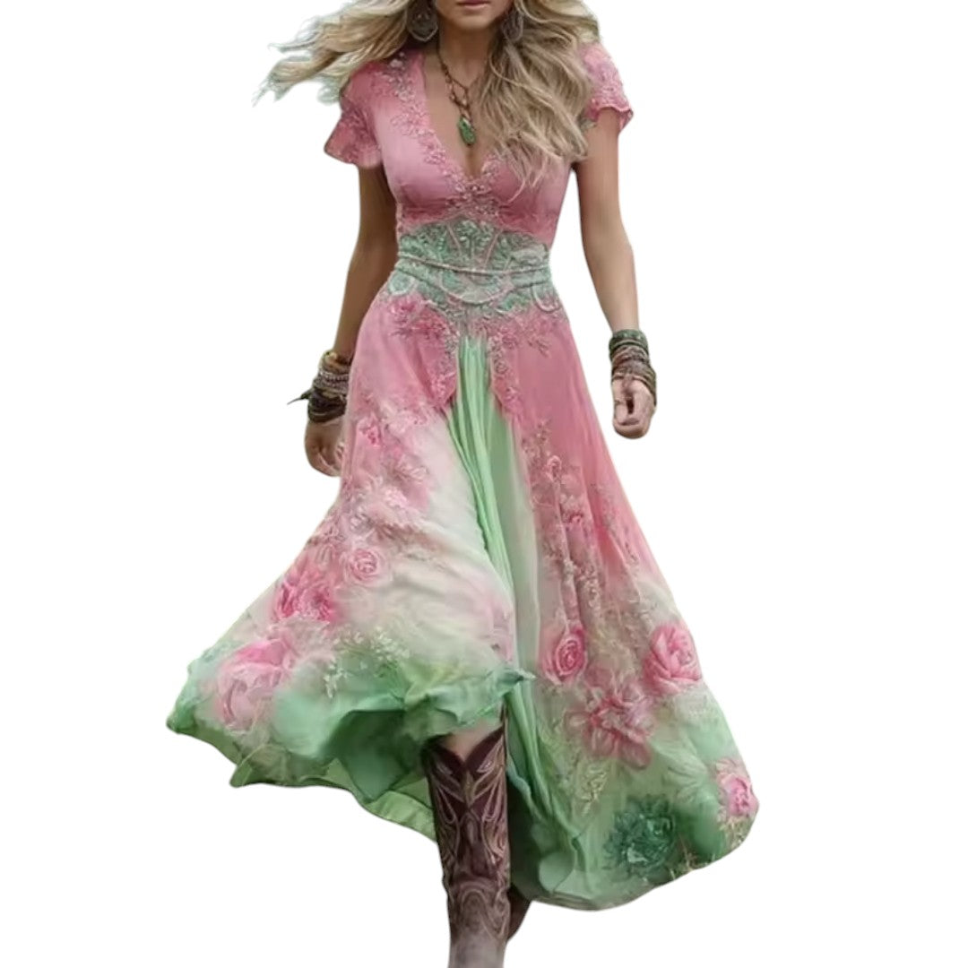 Kim – Elegante bloemenjurk met vloeiende snit