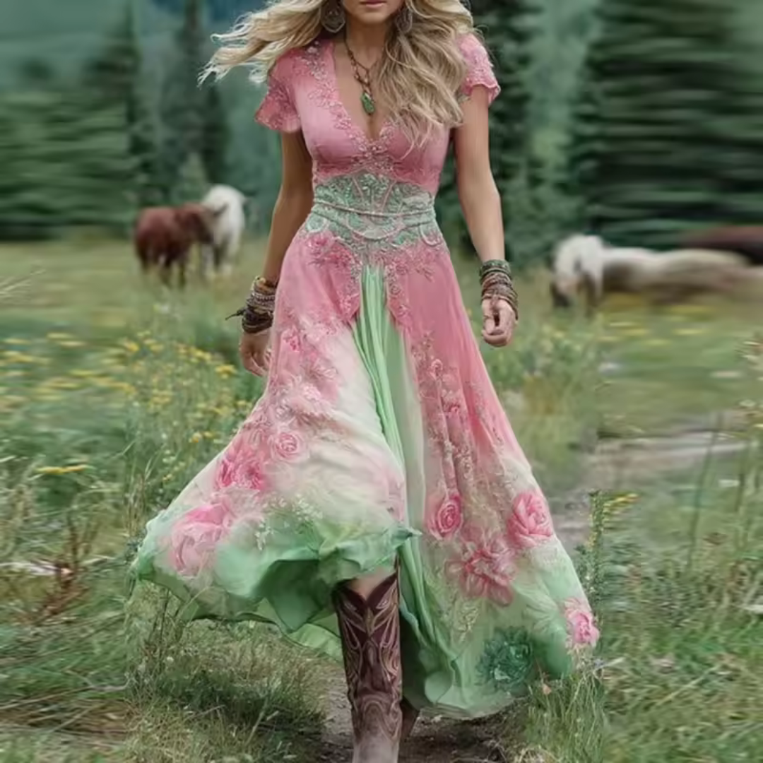 Kim – Elegante bloemenjurk met vloeiende snit