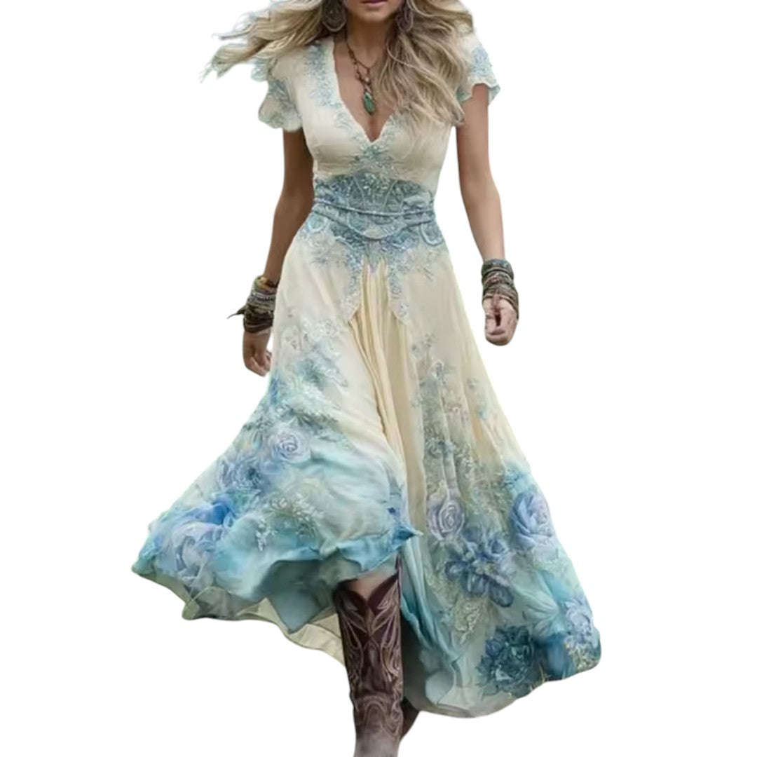 Kim – Elegante bloemenjurk met vloeiende snit