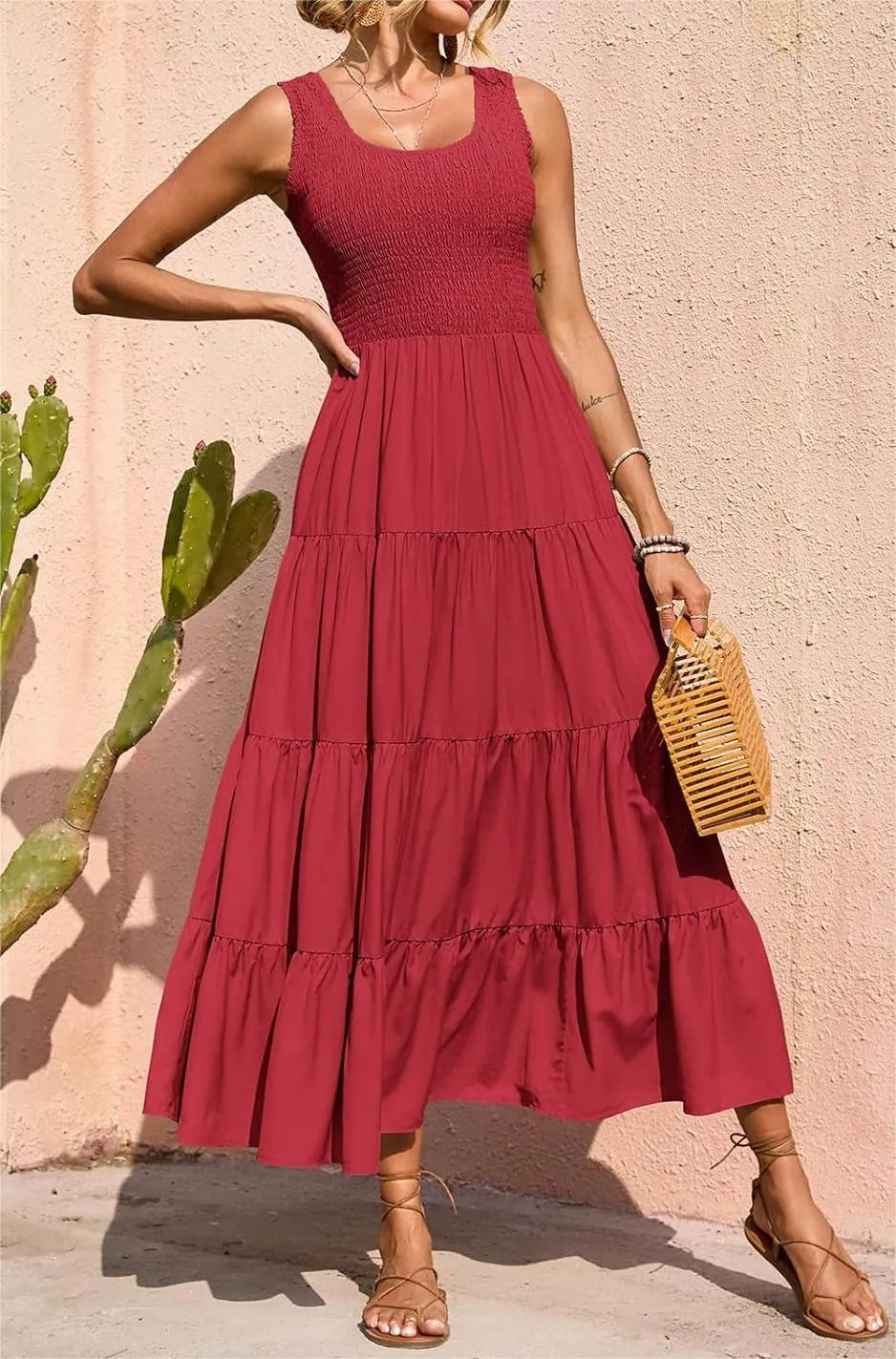 AmaliaFerretti Wijd uitgespreide jurk met gesmokte bandjes