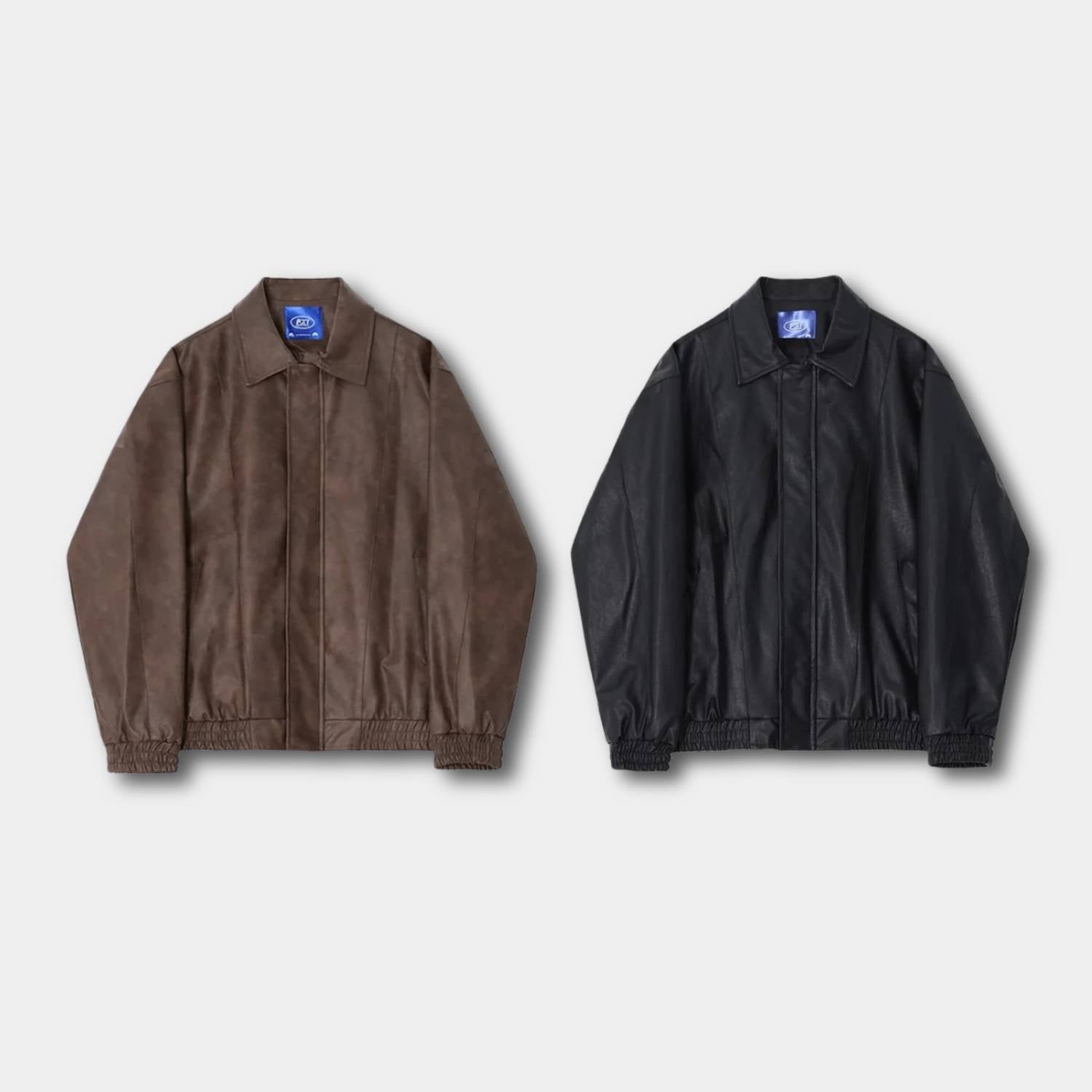 Lorenzo – Retro Heren Kunstleren Zip-Up Jas