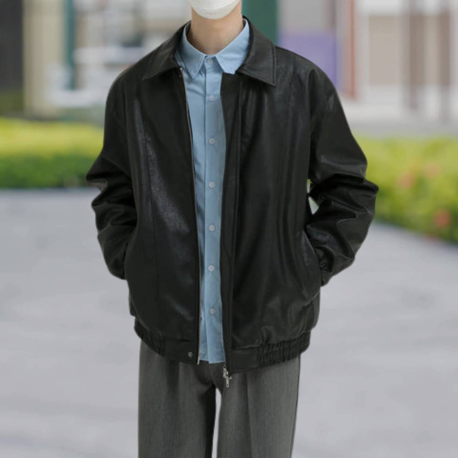 Lorenzo – Retro Heren Kunstleren Zip-Up Jas