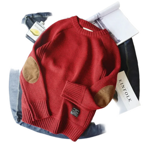 Lorenzo – Heren Pullover van Katoen met Elleboogdetails