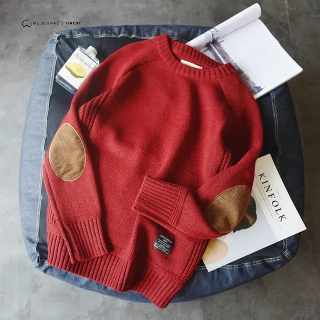 Lorenzo – Heren Pullover van Katoen met Elleboogdetails