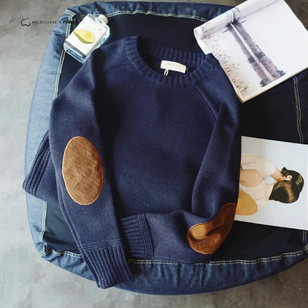 Lorenzo – Heren Pullover van Katoen met Elleboogdetails