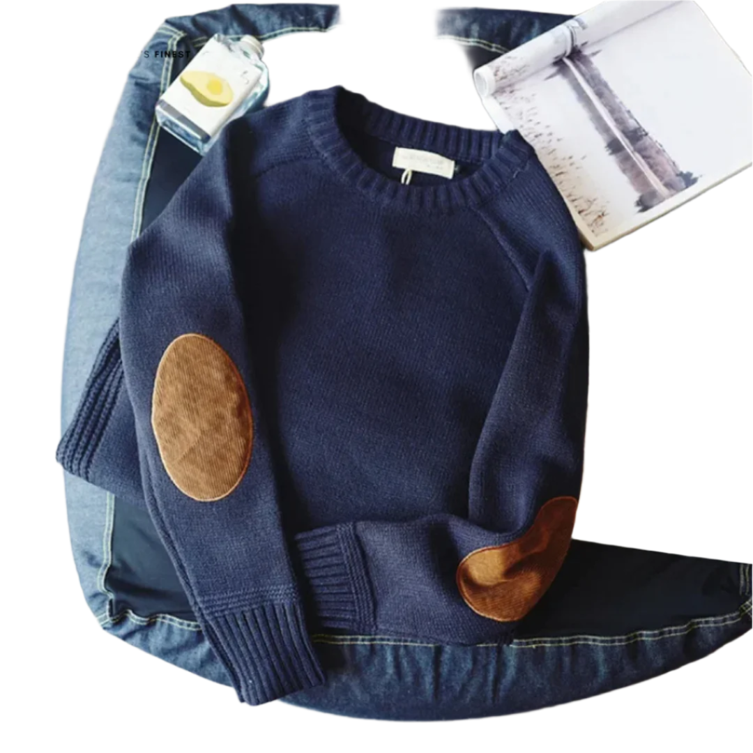 Lorenzo – Heren Pullover van Katoen met Elleboogdetails