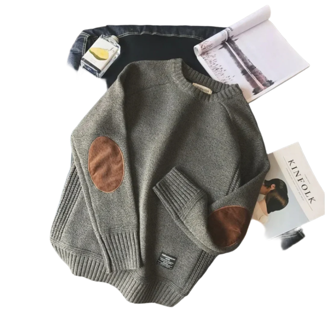 Lorenzo – Heren Pullover van Katoen met Elleboogdetails