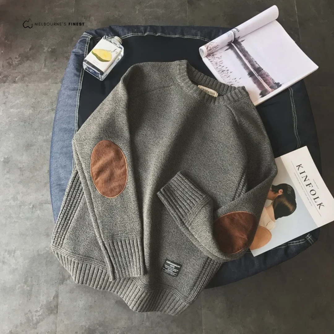 Lorenzo – Heren Pullover van Katoen met Elleboogdetails