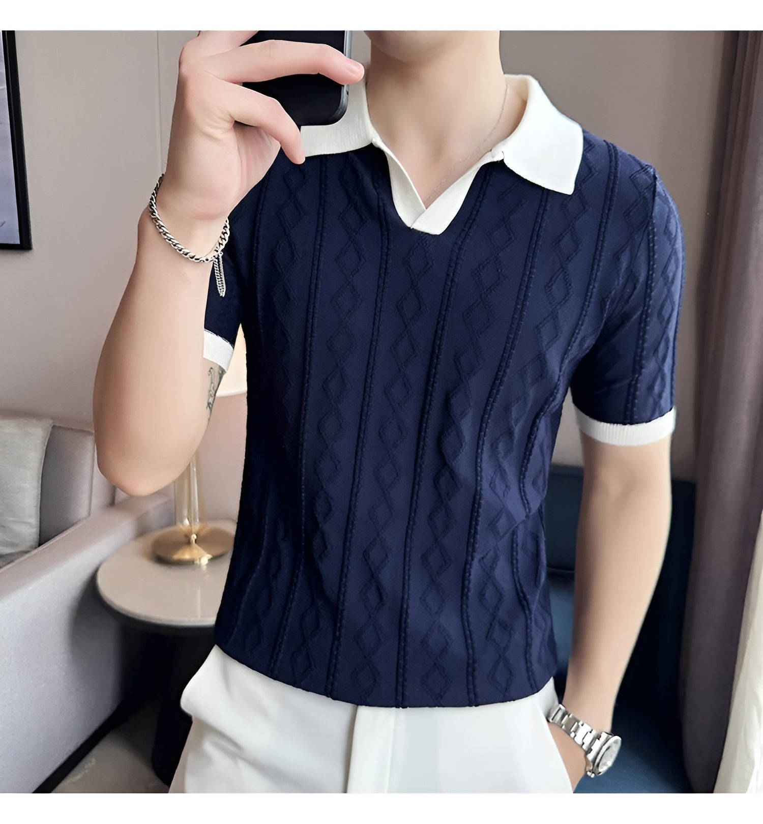 Matteo – Marineblauwe Heren Casual Polo