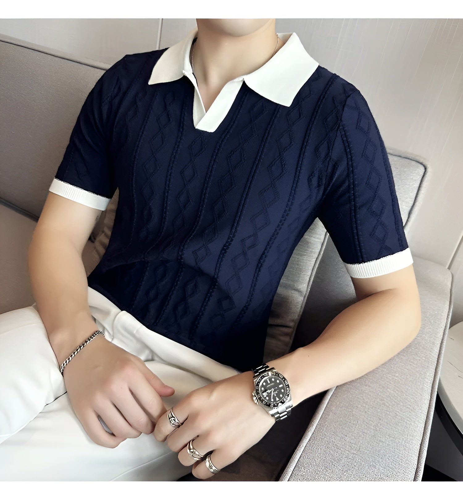 Matteo – Marineblauwe Heren Casual Polo