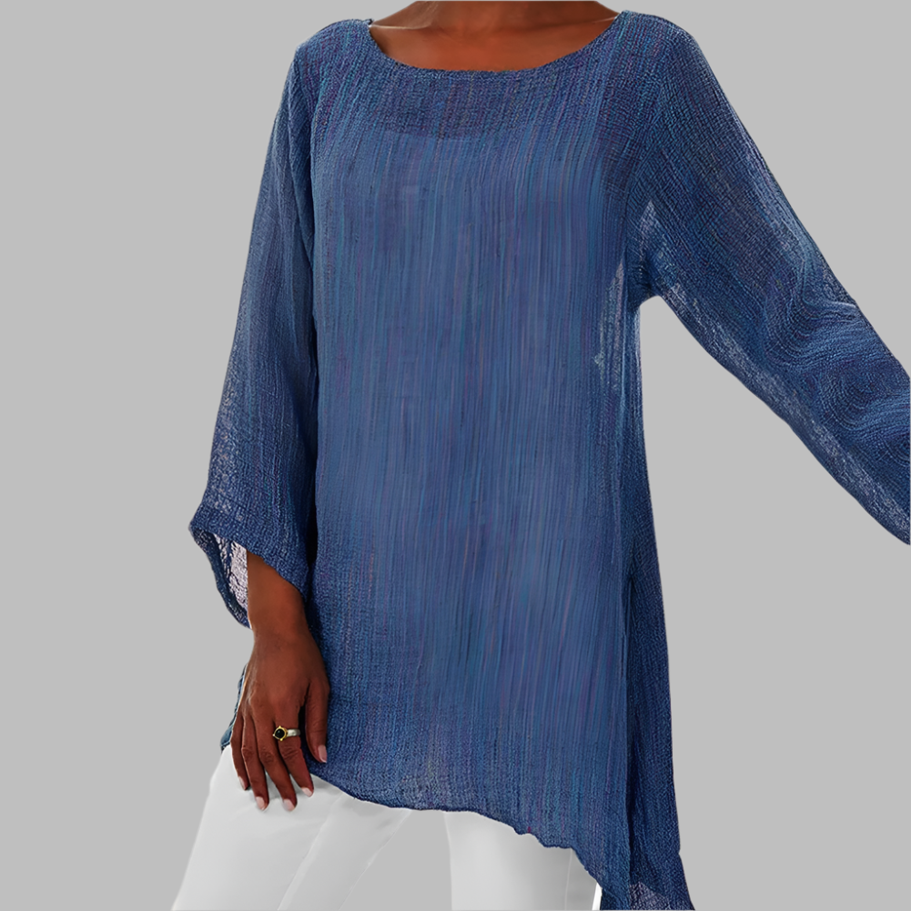 Chiara – Luchtige Dames Linnen Blouse met Halve Mouw