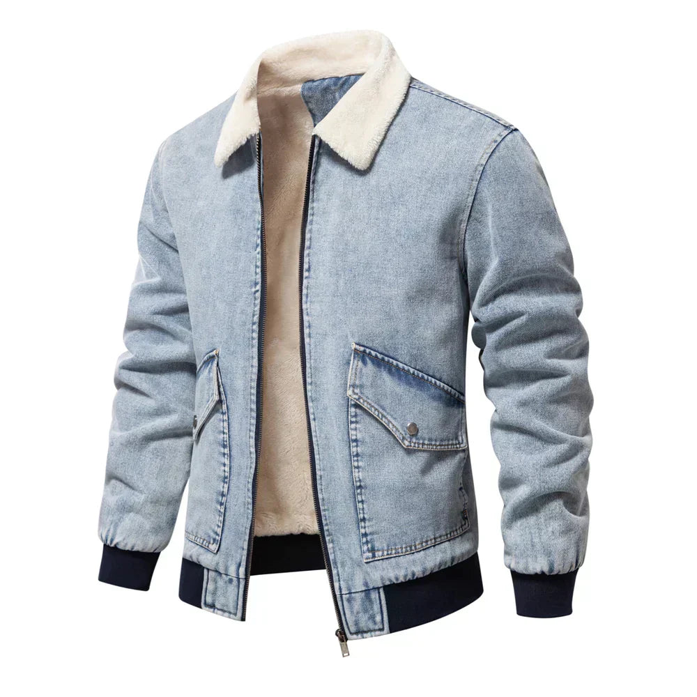 Lorenzo – Heren Denim Jack met Warme Sherpa Voering