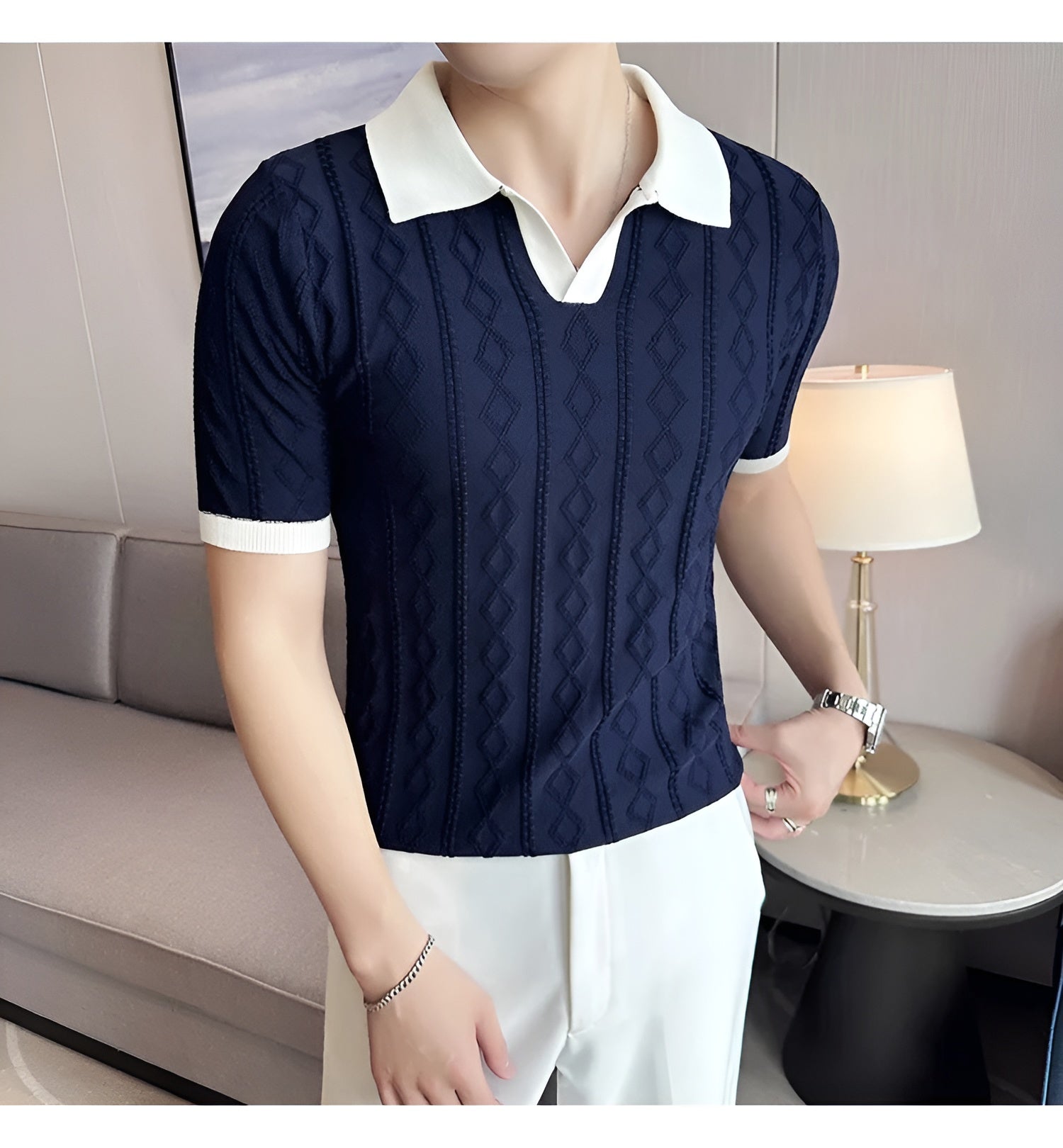 Matteo – Marineblauwe Heren Casual Polo