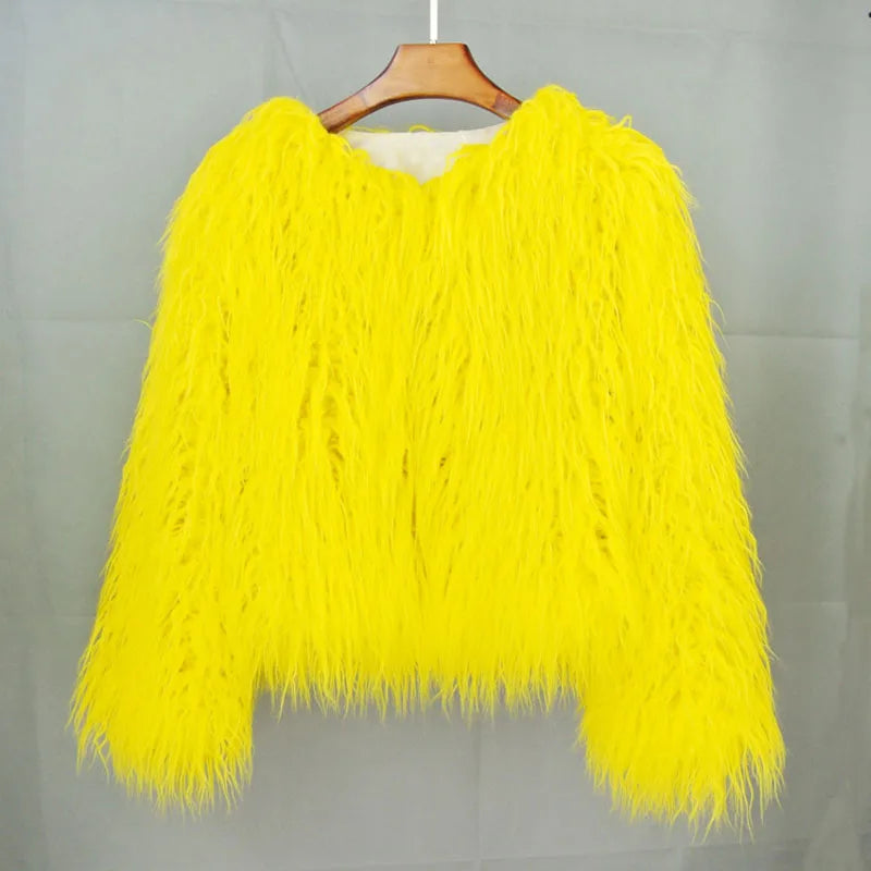 Elisa – Levendige Unisex Festival Faux Fur Jas