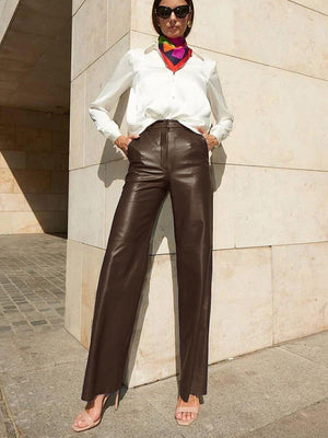 Diamante | High Waist Leren Broek