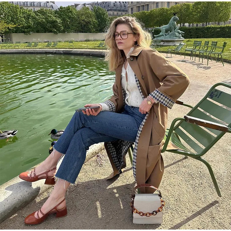 PiaCaldo Geruite gevoerde parka voor dames