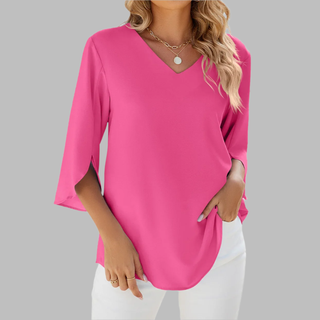 Akira – Luchtige V-Hals Chiffon Blouse voor Dames