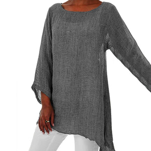 Chiara – Luchtige Dames Linnen Blouse met Halve Mouw