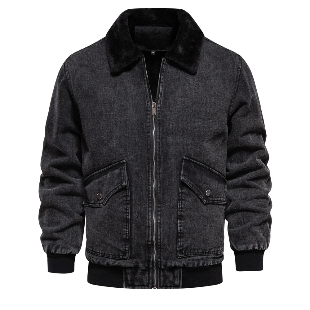 Lorenzo – Heren Denim Jack met Warme Sherpa Voering