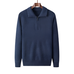 Matteo – Zachte Heren Trui met Kraag en Rits