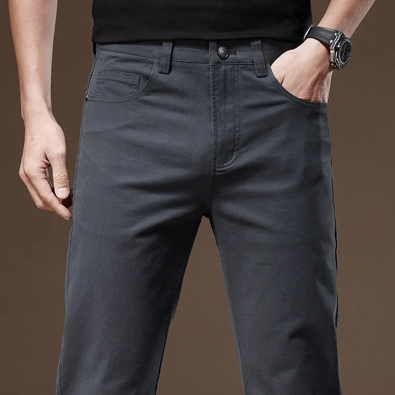 Giovanni – Geklede Heren Straight-Leg Katoenen Broek