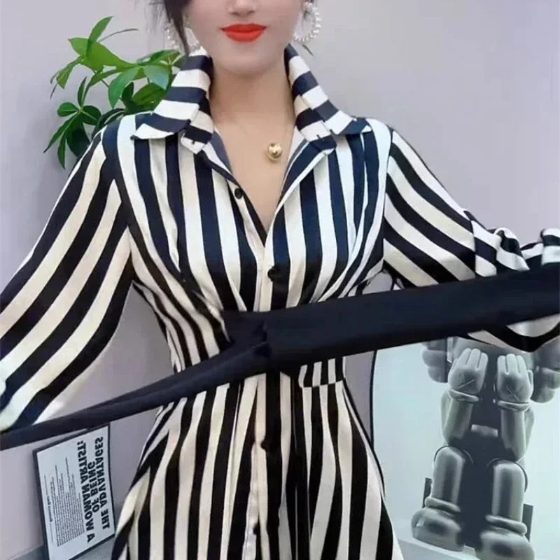ElenaVolpe Lange gestreepte blouse dames