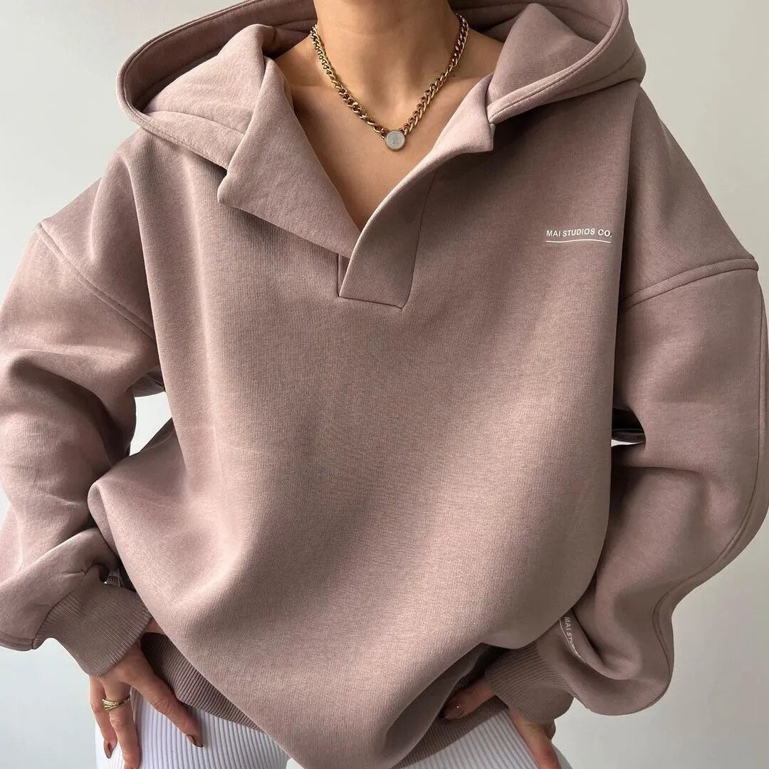 Elena – Oversized Dames Hoodie met Kraag