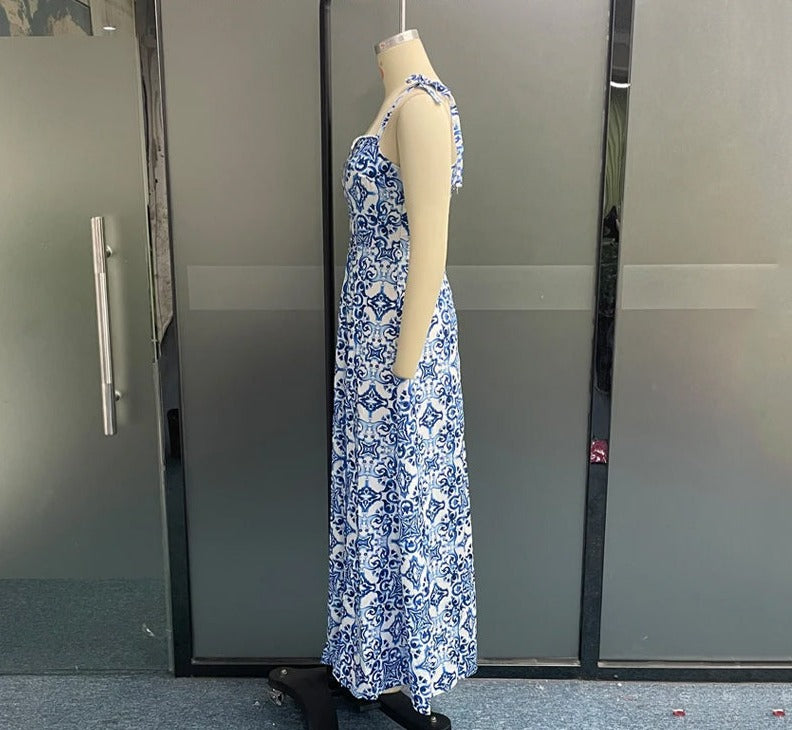 LinaRosa™ 2024ss sexy halterprint splitjurk
