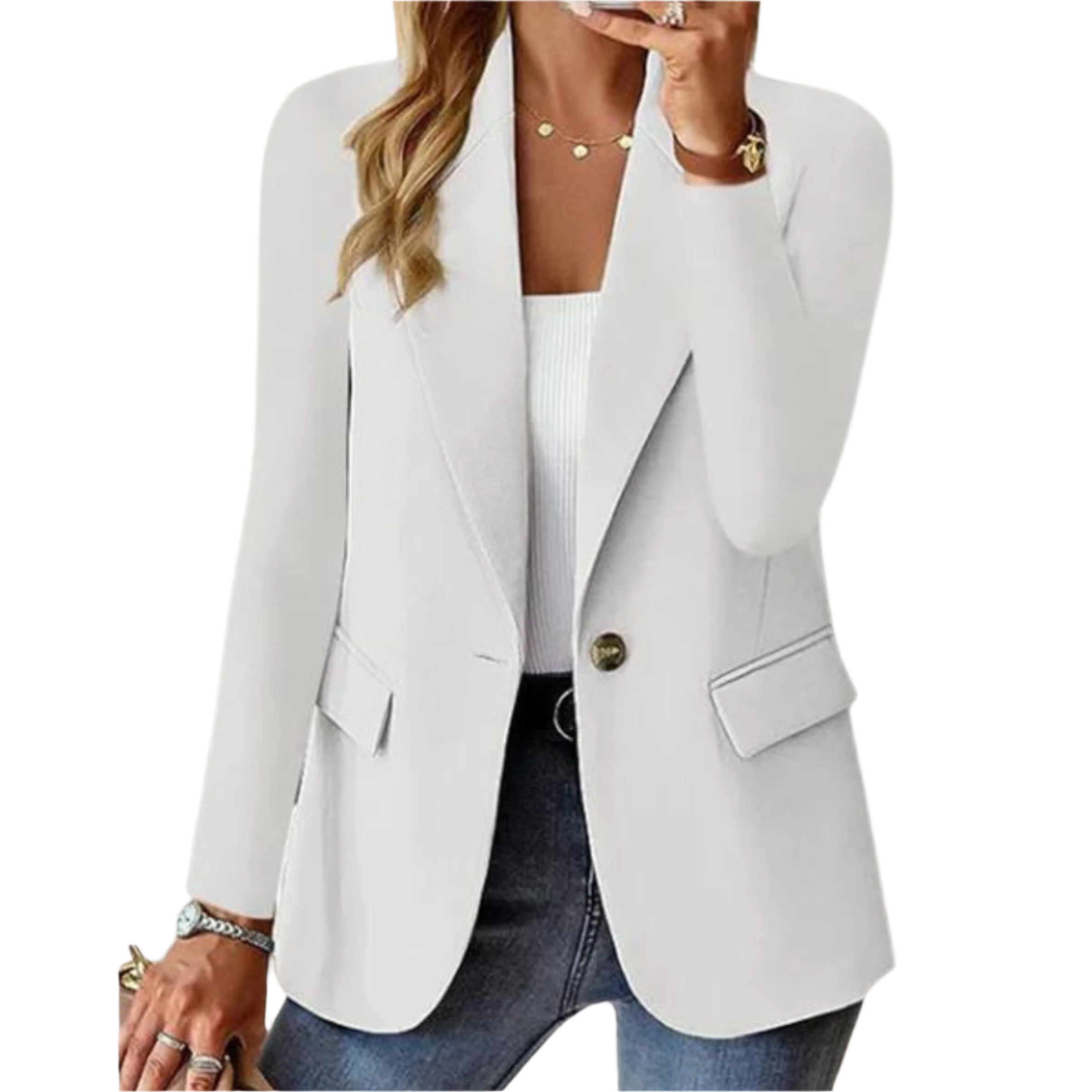 Isabella – Getailleerde Dames Blazer in Zachte Neutrale Kleuren
