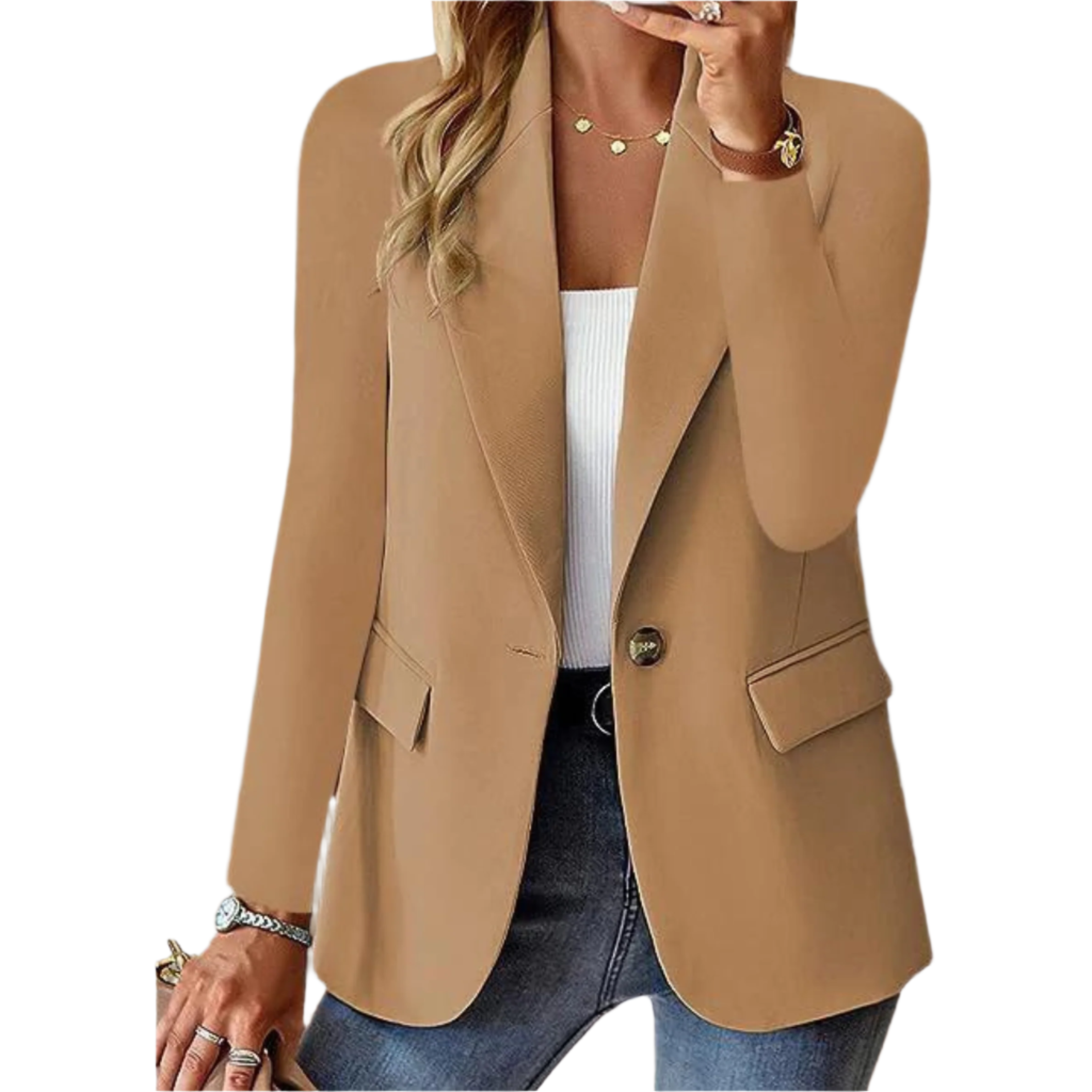 Isabella – Getailleerde Dames Blazer in Zachte Neutrale Kleuren