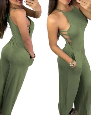 SofiaLux Sexy Halter Wijd uitgesneden jumpsuit